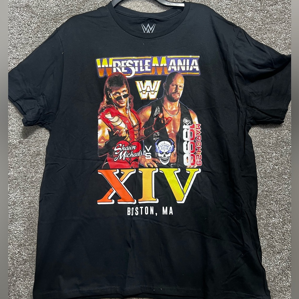 WWE Wrestlemania XIV Adult New T-Shirt  - Shawn Michaels Stone Cold Steve Austin